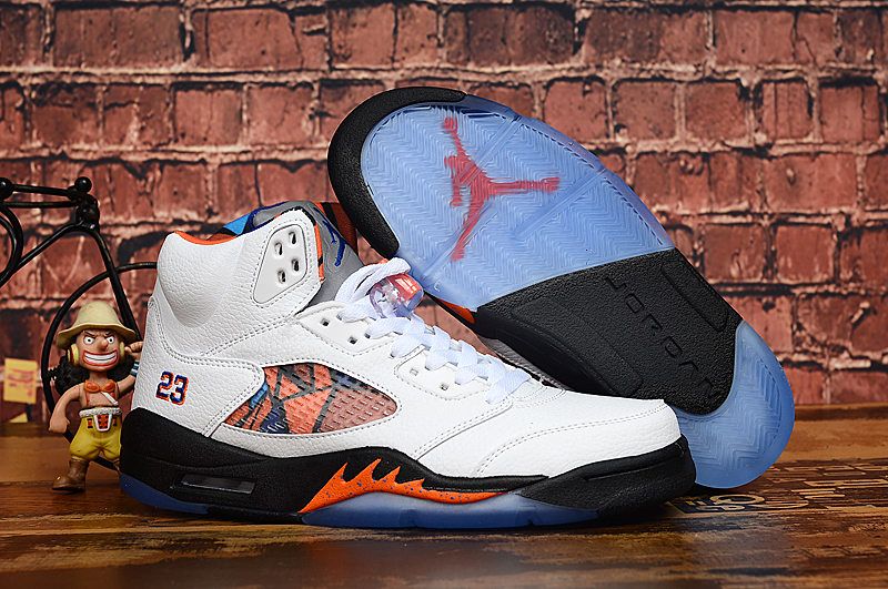 2019 Air Jordan 5 White Orange Black Shoes - Click Image to Close